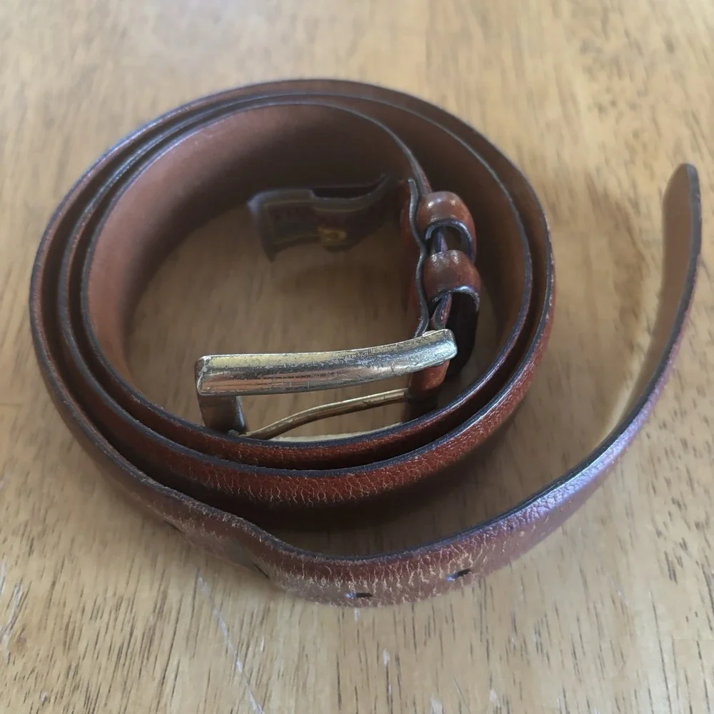 Trafalgar Mens Leather Belt Size 34 Glazed Capra Handmade in USA Classic Office‎